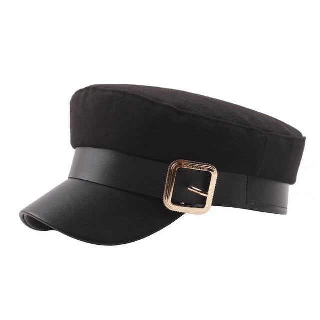 Metal Buckle Solid Color Cap